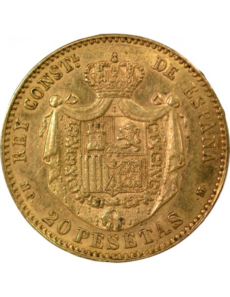 ESPAGNE, ALPHONSE XIII - 20 PESETAS OR 1890 MADRID