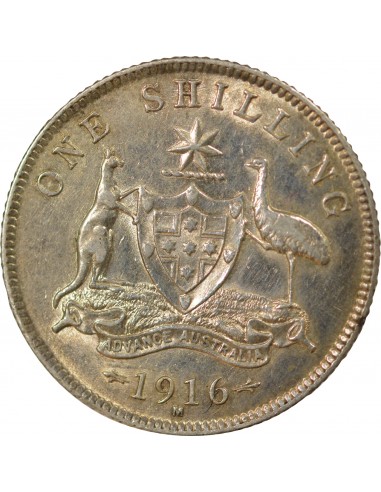 Australie George V, Roi d'Angleterre, Empereur des Indes 1 shilling Argent 1916 M Melbourne