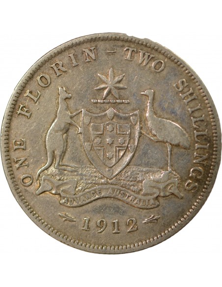 Australie George V, Roi d'Angleterre, Empereur des Indes Florin Argent 1912 Londres