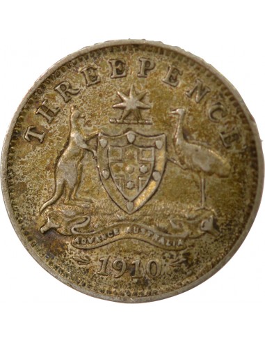 AUSTRALIE, EDOUARD VII - 3 PENCE ARGENT 1910 LONDRES