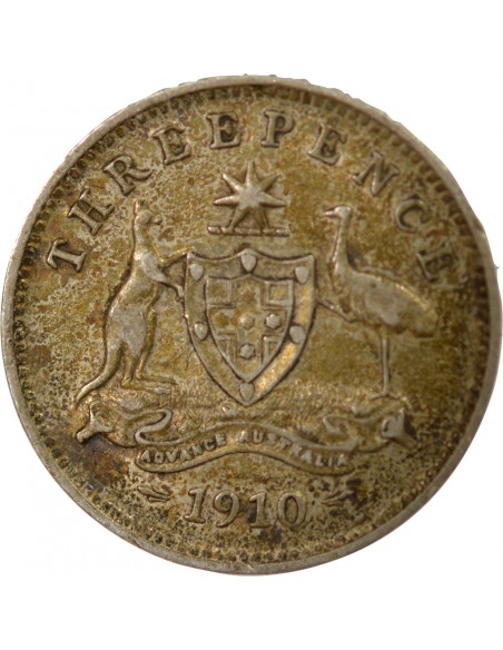 AUSTRALIE, EDOUARD VII - 3 PENCE ARGENT 1910 LONDRES