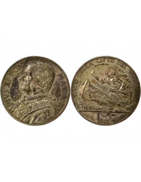 Vatican Pape Pie XI 5 lire Argent 1936