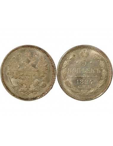 RUSSIE, NICOLAS II - 5 KOPECKS 1897 СПБ АГ