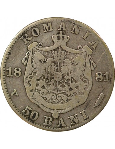 ROUMANIE , CAROL Ier - 50 BANI ARGENT 1881