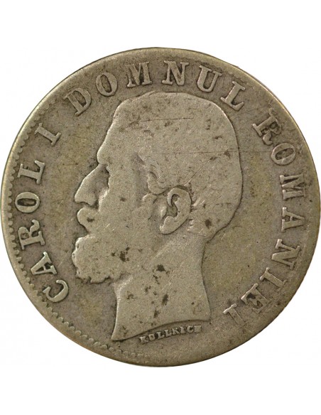 ROUMANIE , CAROL Ier - 50 BANI ARGENT 1881