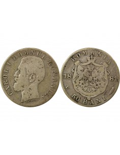 ROUMANIE , CAROL Ier - 50 BANI ARGENT 1881 2