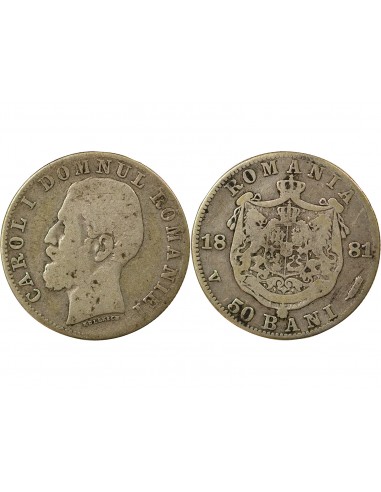 ROUMANIE , CAROL Ier - 50 BANI ARGENT 1881