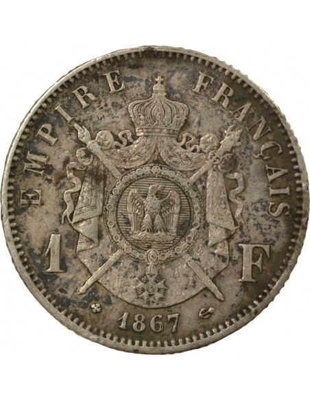 Napoléon III 1 franc Argent 1867 BB Strasbourg