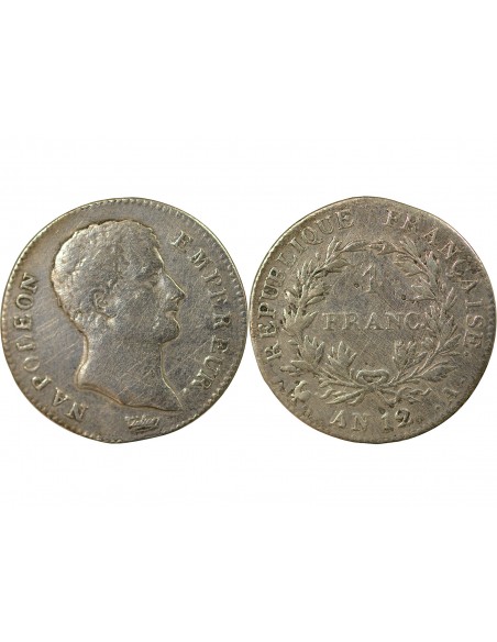 NAPOLEON Ier - FRANC ARGENT AN 12 A PARIS