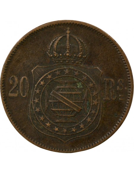 Brésil Pedro II 20 Reis Cuivre 1869 B. Bruxelles