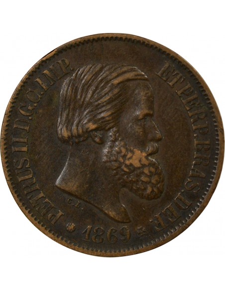 Brésil Pedro II 20 Reis Cuivre 1869 B. Bruxelles