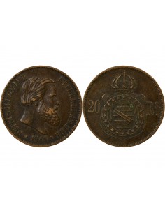 Brésil Pedro II 20 Reis Cuivre 1869 B. Bruxelles 2