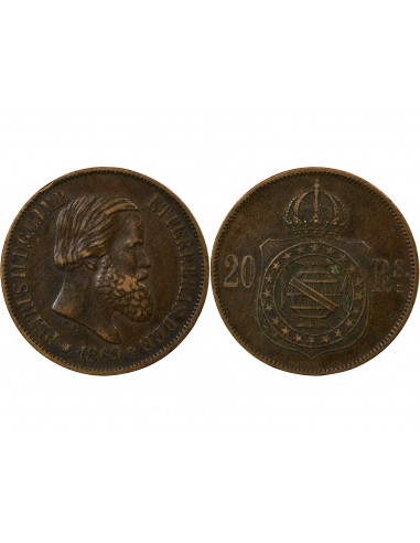 Brésil Pedro II 20 Reis Cuivre 1869 B. Bruxelles