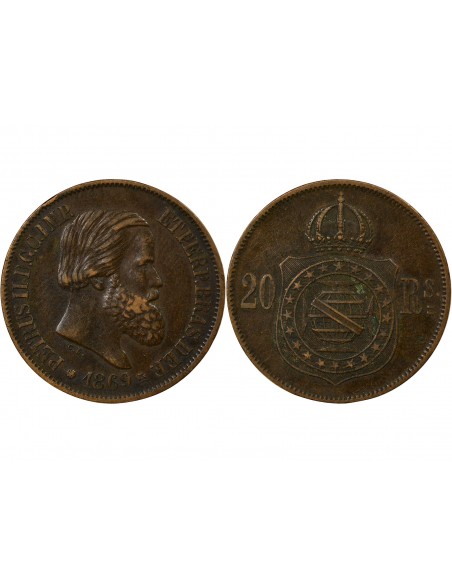 Brésil Pedro II 20 Reis Cuivre 1869 B. Bruxelles