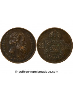 Brésil Pedro II 20 Reis Cuivre 1869 B. Bruxelles