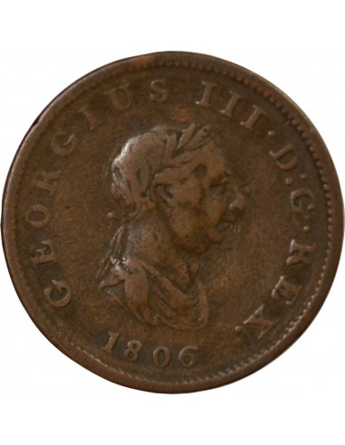 Grande Bretagne George III, Roi de Grande-Bretagne et d´Irlande 1/2 Penny Cuivre 1806 Londres