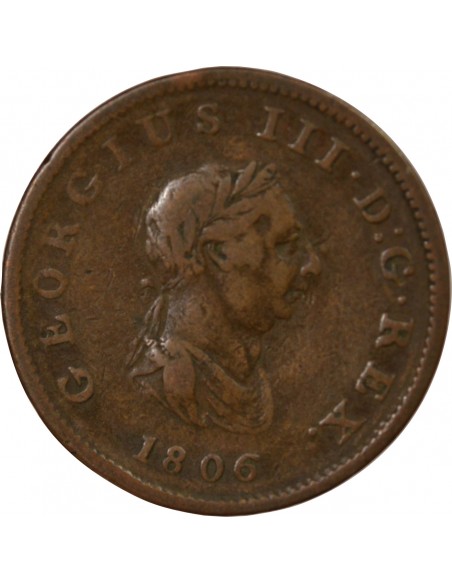 Grande Bretagne George III, Roi de Grande-Bretagne et d´Irlande 1/2 Penny Cuivre 1806 Londres