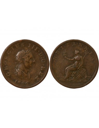 Grande Bretagne George III, Roi de Grande-Bretagne et d´Irlande 1/2 Penny Cuivre 1806 Londres