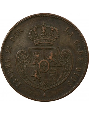 Espagne Isabelle II, Reine Espagnol 1/2 real Cuivre 1850 Aqu Ségovia (Aqueduc)