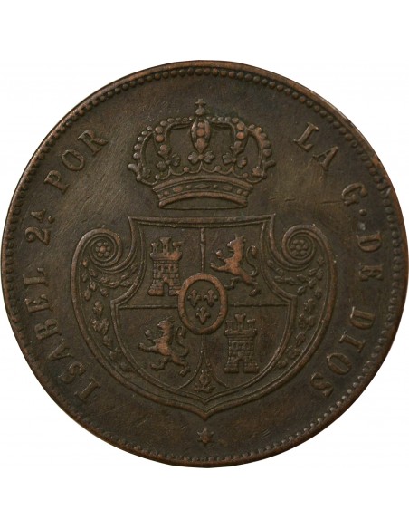 Espagne Isabelle II, Reine Espagnol 1/2 real Cuivre 1850 Aqu Ségovia (Aqueduc)