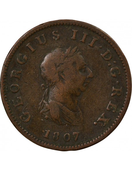 Grande Bretagne George III, Roi de Grande-Bretagne et d´Irlande 1/2 penny Cuivre 1807 Londres