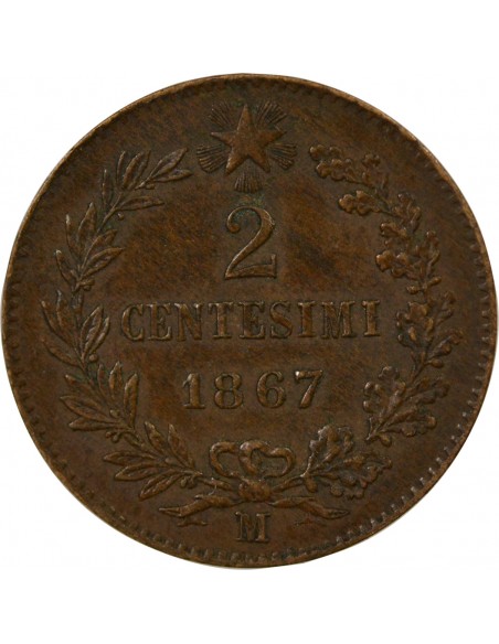 ITALIE, VICTOR EMMANUEL II - 2 CENTESIMI 1867 M MILAN
