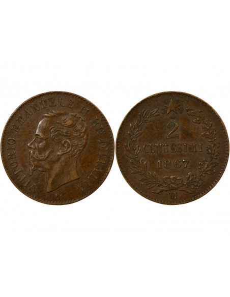 ITALIE, VICTOR EMMANUEL II - 2 CENTESIMI 1867 M MILAN