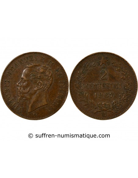 ITALIE, VICTOR EMMANUEL II - 2 CENTESIMI 1867 M MILAN