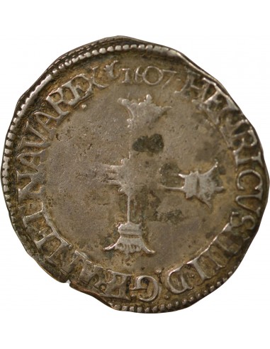 HENRI IV - 1/4 ECU ARGENT, 5e TYPE - 1607 C SAINT LÔ
