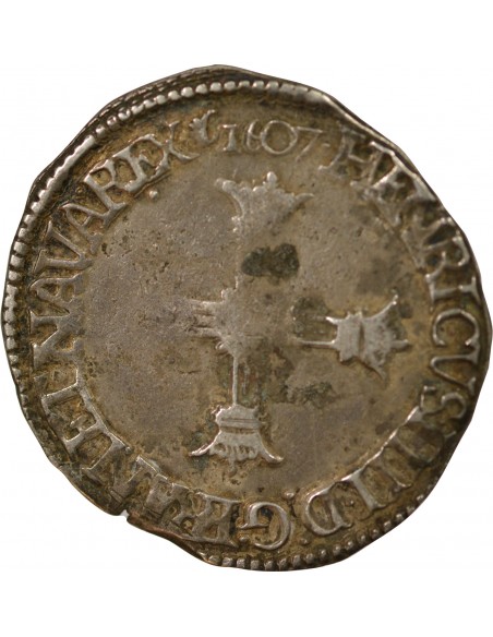 HENRI IV - 1/4 ECU ARGENT, 5e TYPE - 1607 C SAINT LÔ