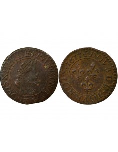 Louis XIII 1 double tournois Cuivre 1613/1 T Nantes 2