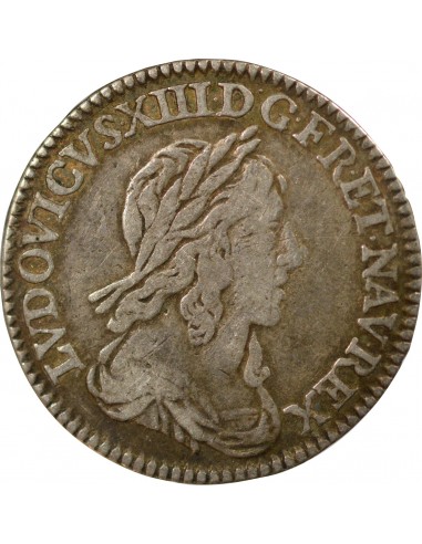 LOUIS XIV﻿ - 1/12 ECU ARGENT A LA MECHE COURTE 1643 A PARIS LOUVRE