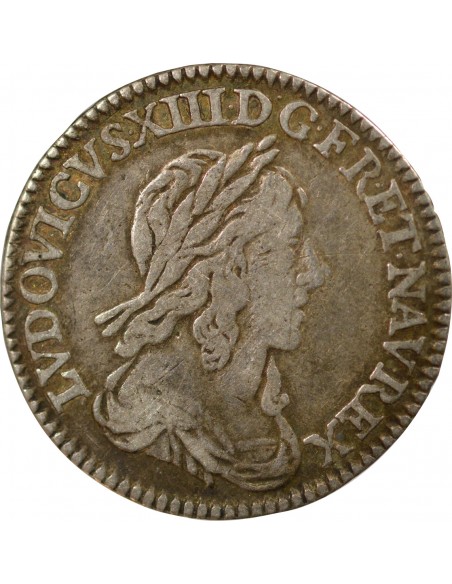 LOUIS XIV﻿ - 1/12 ECU ARGENT A LA MECHE COURTE 1643 A PARIS LOUVRE