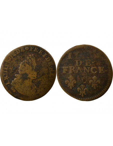 Louis XIV 1 liard Cuivre 1693-1707 W Lille