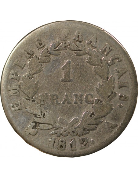 Napoléon Ier, Empereur de France, Roi d'Italie 1 franc Argent 1812 A Paris