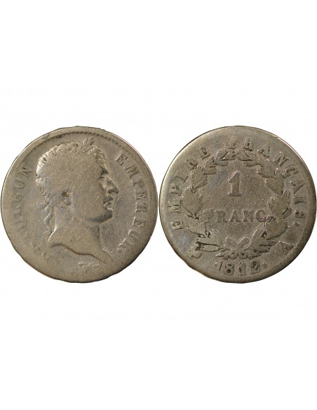 Napoléon Ier, Empereur de France, Roi d'Italie 1 franc Argent 1812 A Paris