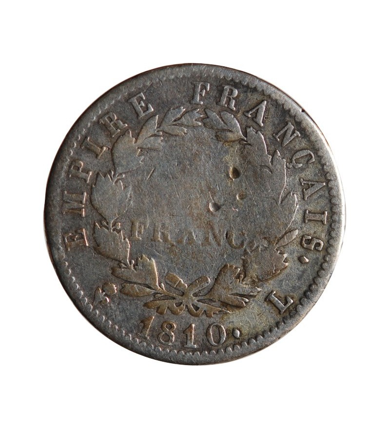 NAPOLEON Ier - 1 FRANC ARGENT 1810 L BAYONNE "variété L à droite"