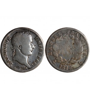 NAPOLEON Ier - 1 FRANC ARGENT 1810 L BAYONNE "variété L à droite" 2
