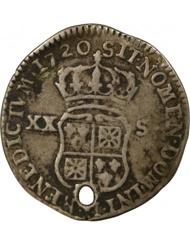 Louis XV 20 sols Argent 1720 H La Rochelle