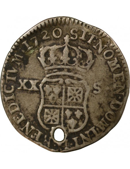 Louis XV 20 sols Argent 1720 H La Rochelle