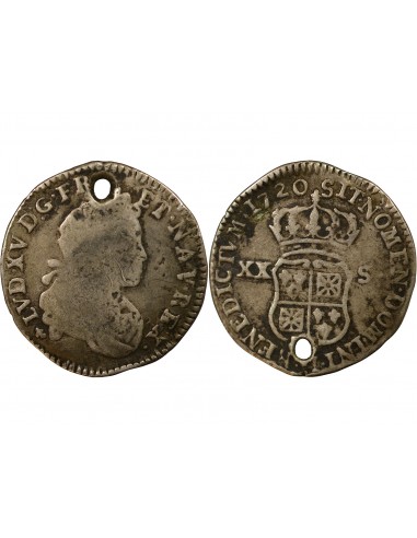 Louis XV 20 sols Argent 1720 H La Rochelle