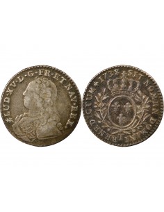 Louis XV 1/10 Ecu aux branches d'olivier Argent 1738 T Nantes 2