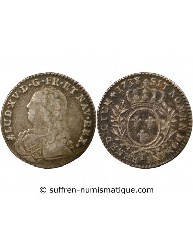 Louis XV 01-oct ecu Argent 1738 T Nantes