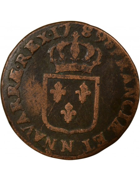 Louis XVI 1 sol Cuivre 1789 N Montpellier