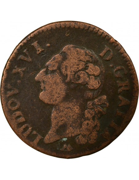 Louis XVI 1 sol Cuivre 1789 N Montpellier