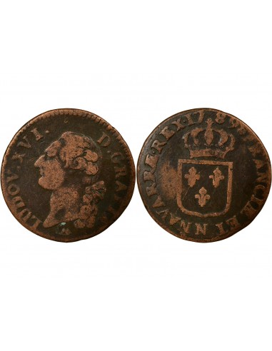 Louis XVI 1 sol Cuivre 1789 N Montpellier