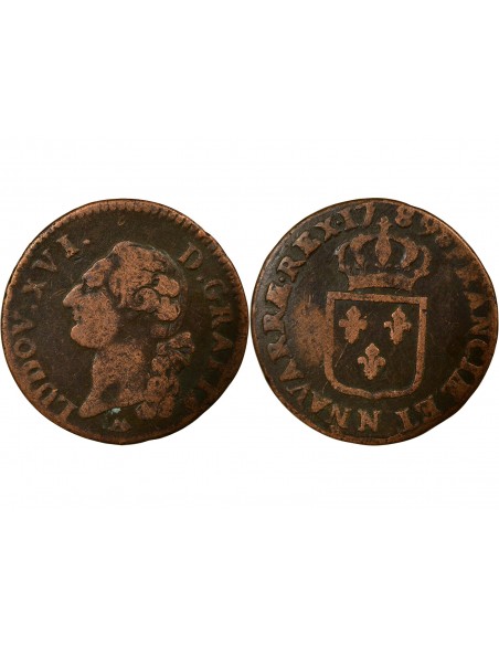 Louis XVI 1 sol Cuivre 1789 N Montpellier