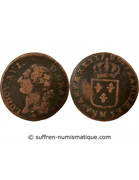 Louis XVI 1 sol Cuivre 1789 N Montpellier