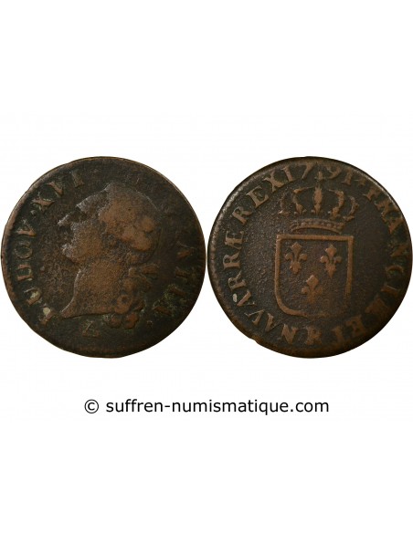 Louis XVI 1 sol Cuivre 1791 R Orléans