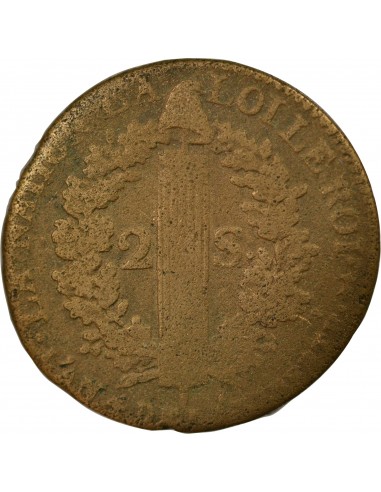 Louis XVI 2 sols Cuivre 1792 AA Metz